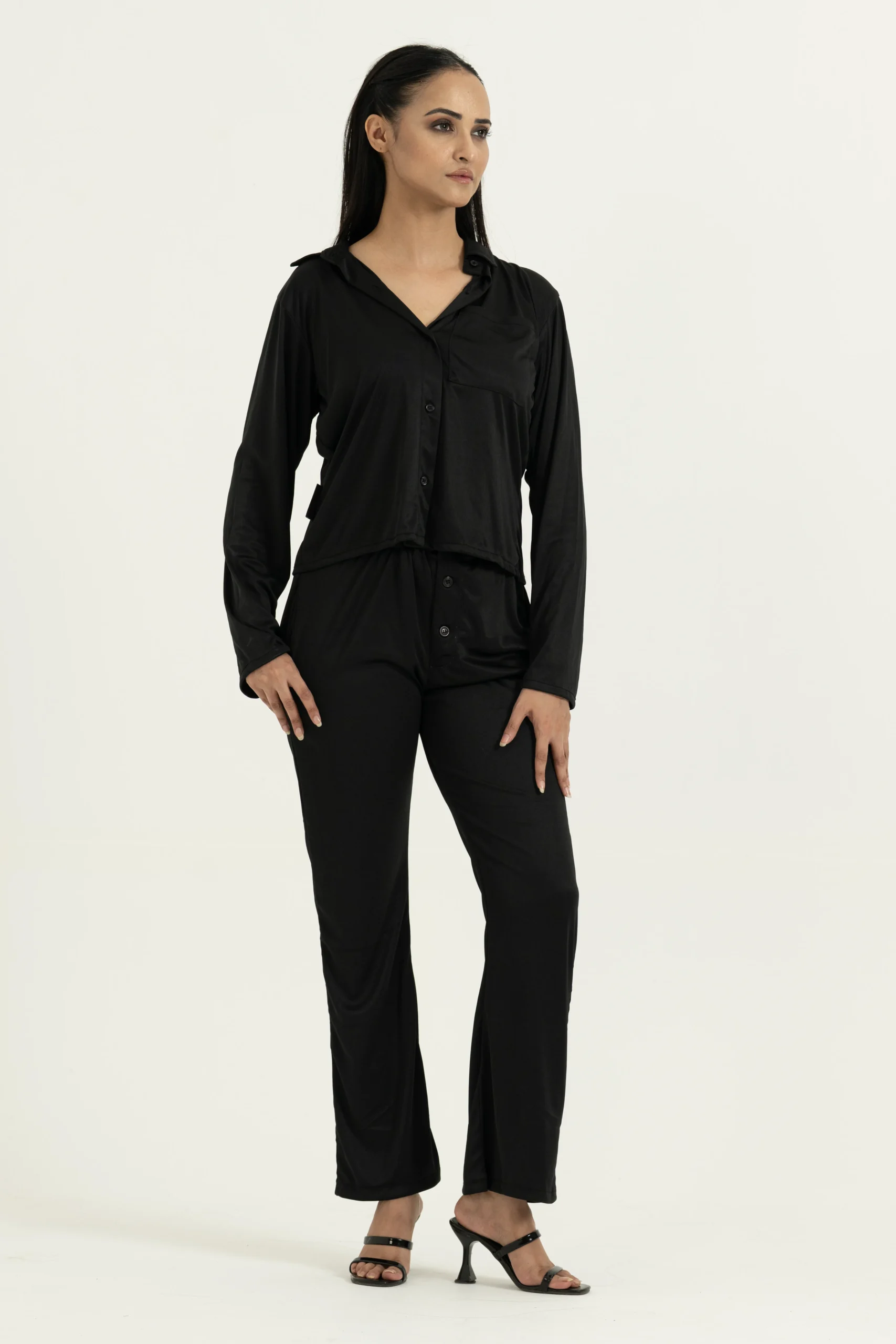 Silk Jacquard Cropped Pajama Top