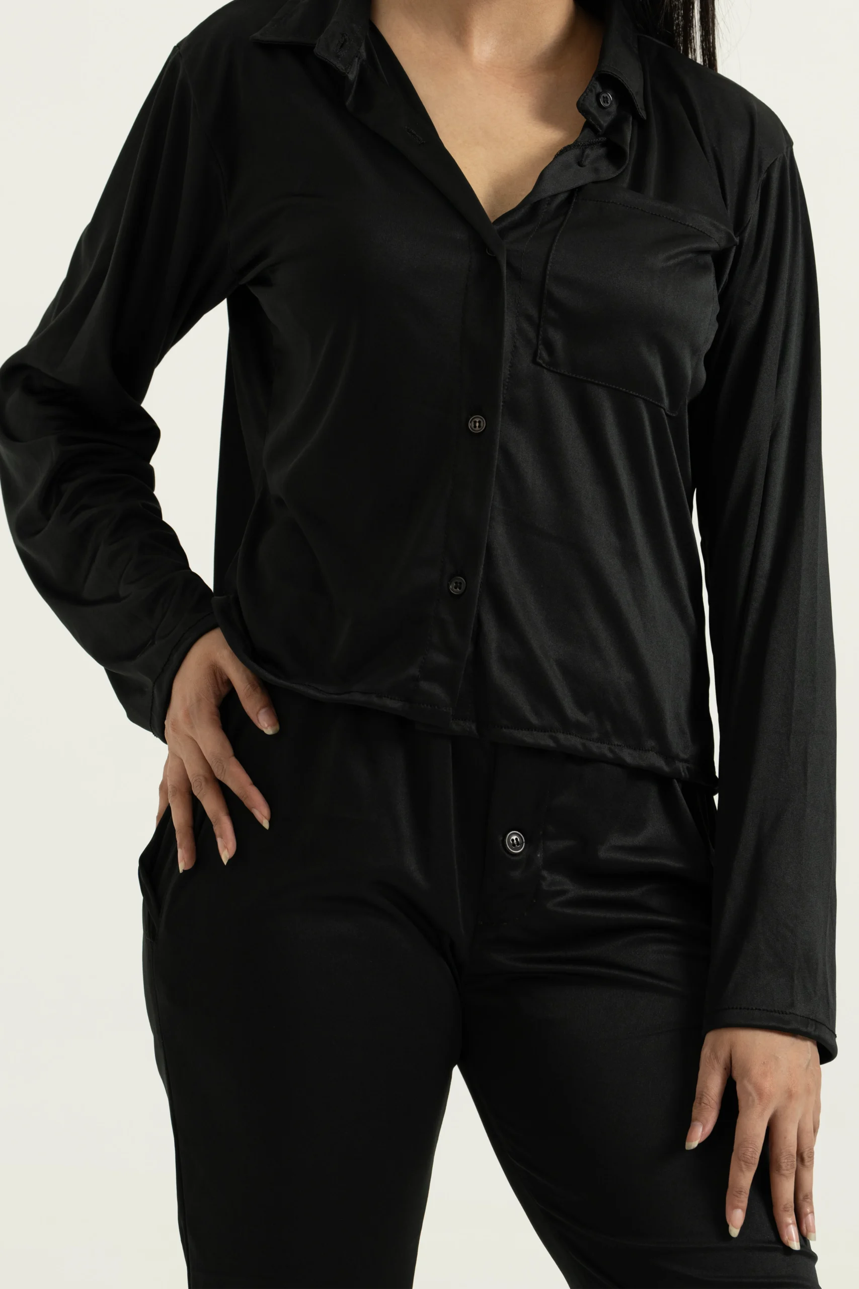 Silk Jacquard Cropped Pajama Top - Image 5
