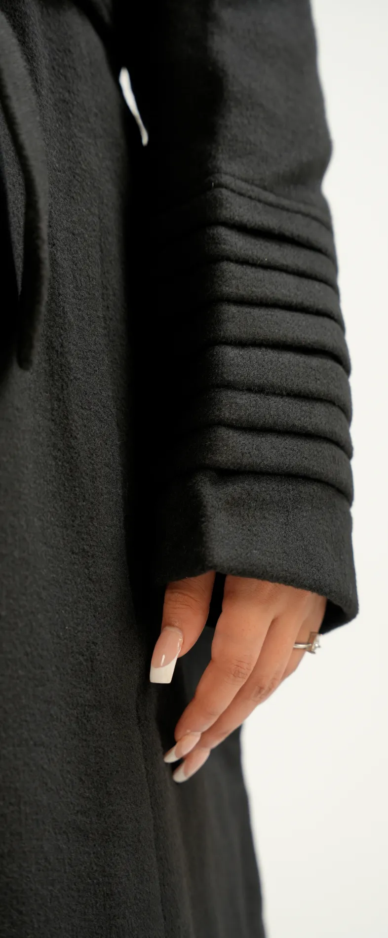 Alpaca Hooded Wrap Coat - Black - Image 4