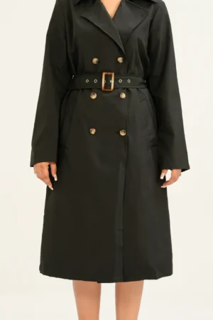 Detachable-Hood Long Trench Coat