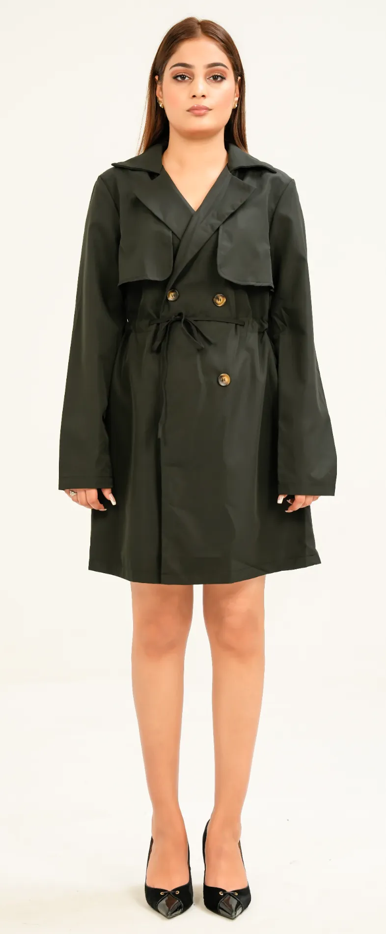 British-Style Belted Long Trench