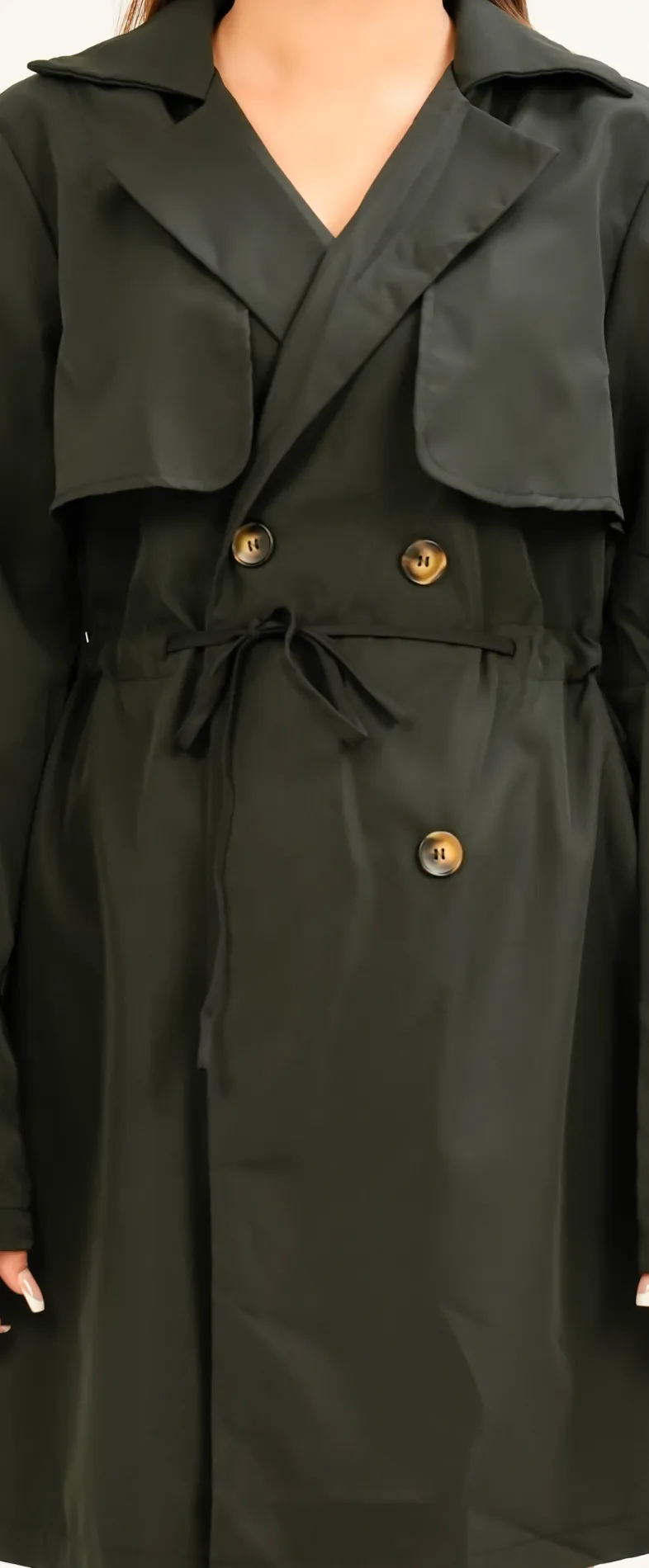 British-Style Belted Long Trench - Image 2