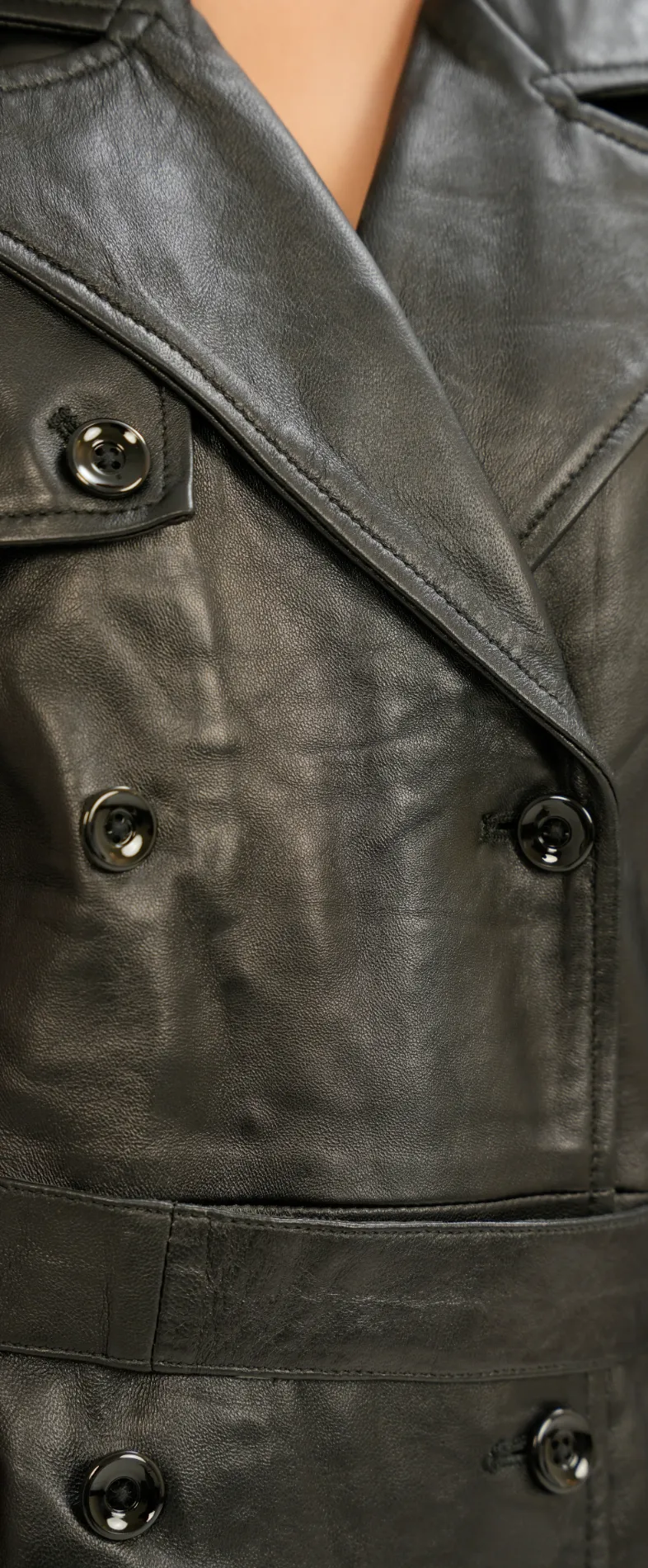 Women's Long Leather Trench Coat - Style 8th - Image 3