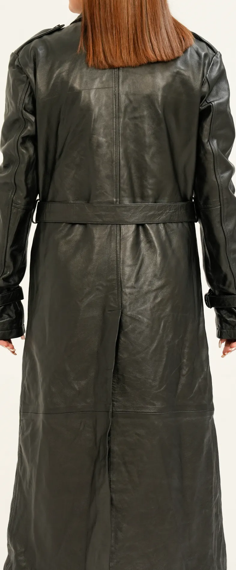 Women's Long Leather Trench Coat - Style 8th - Image 5
