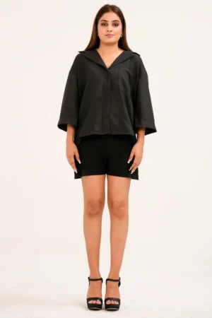 Oversized Spread-Collar Shirt