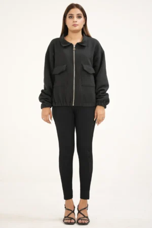 Cropped Fleece Utility Jacket