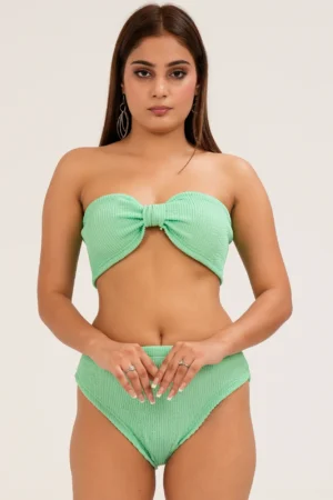 Lime Ribbed High-Waist Bikini Bottom
