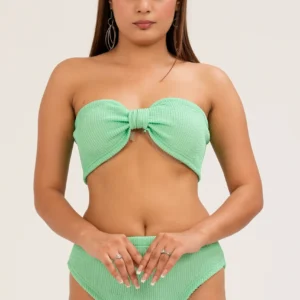 Lime Ribbed High-Waist Bikini Bottom