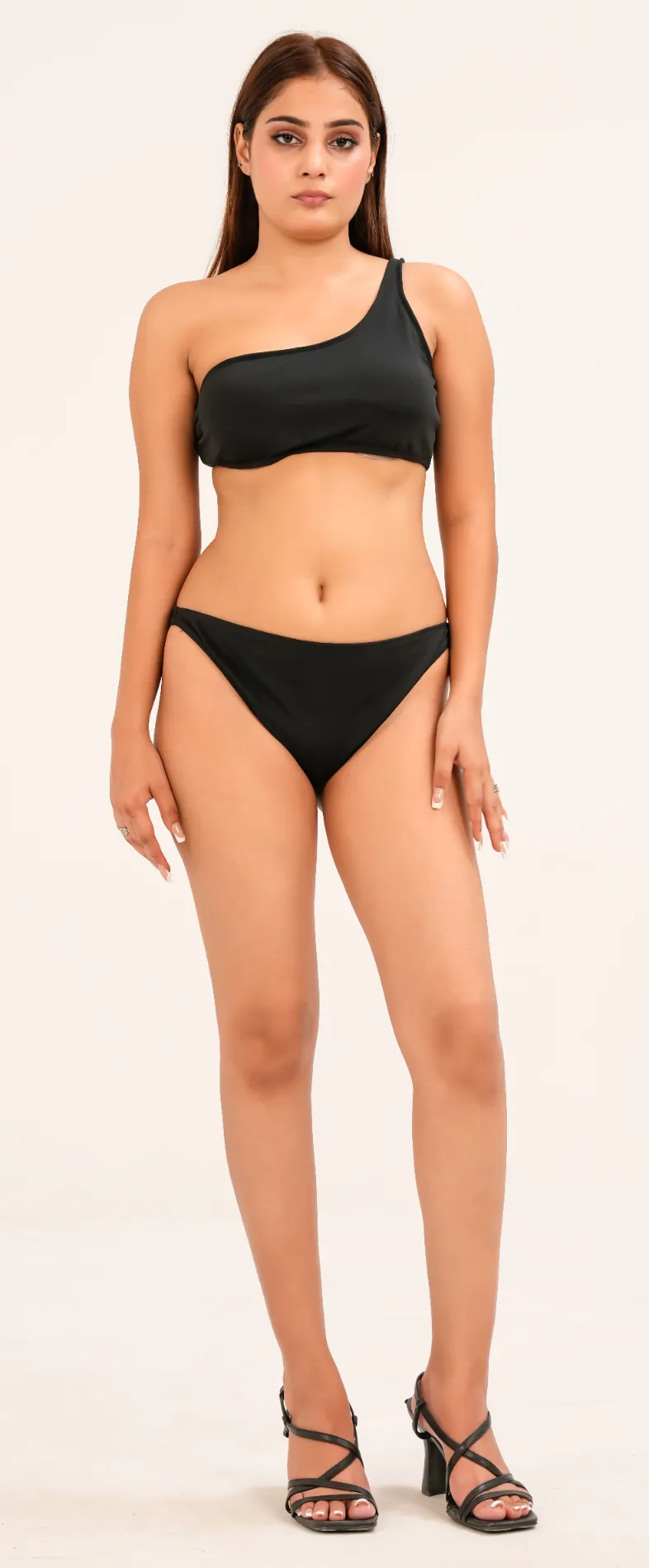 Noir Asymmetric Ring One-Piece Swimsuit