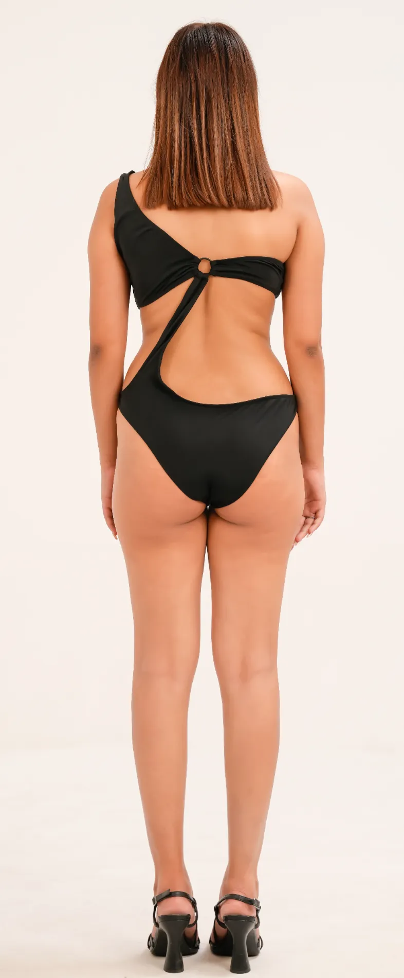 Noir Asymmetric Ring One-Piece Swimsuit - Image 3