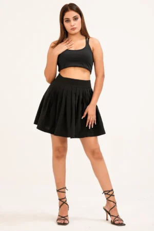 Noir Pleated Tennis Mini Skirt