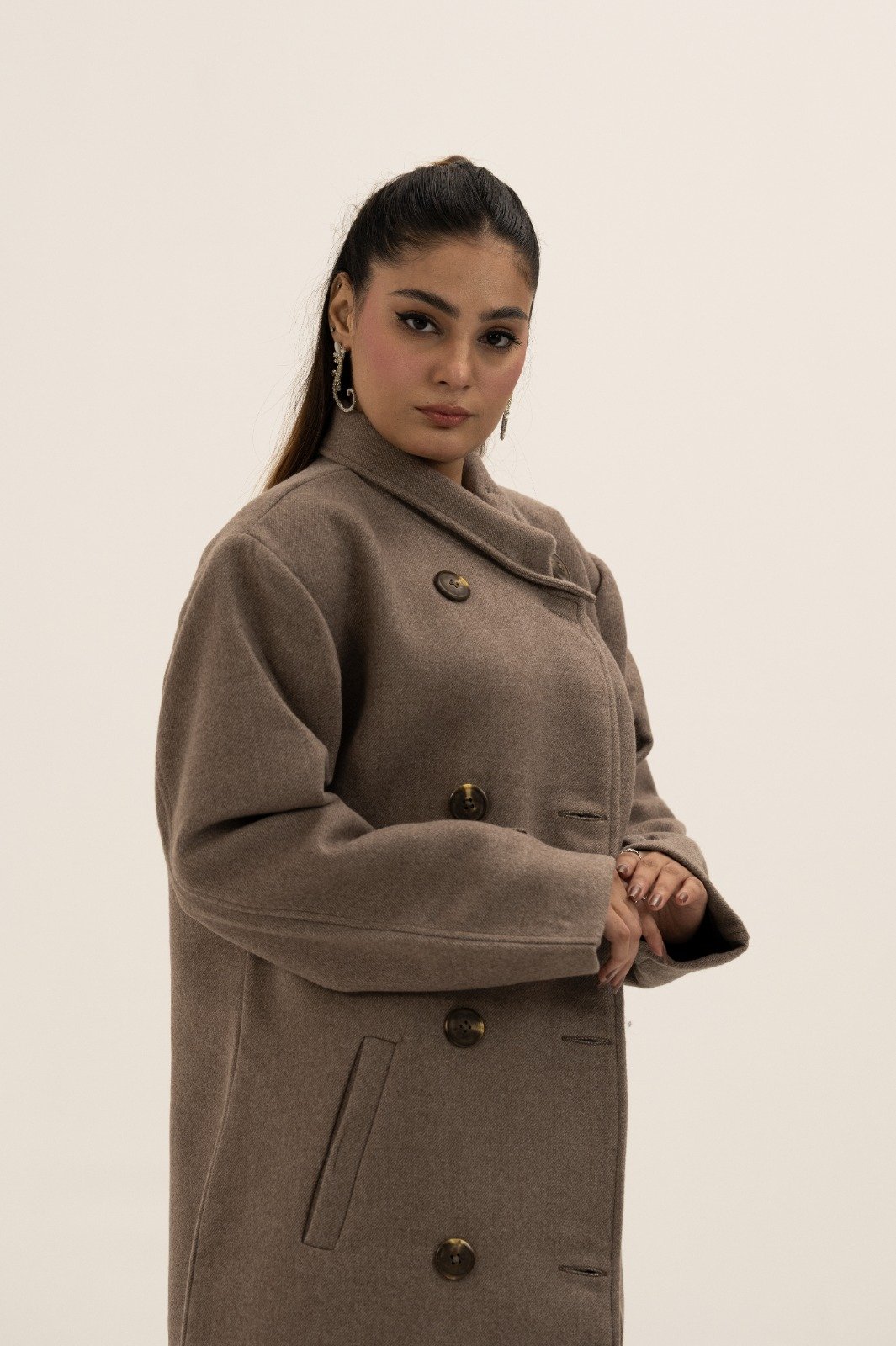 High-Neck Wool-Cashmere Coat - Image 3