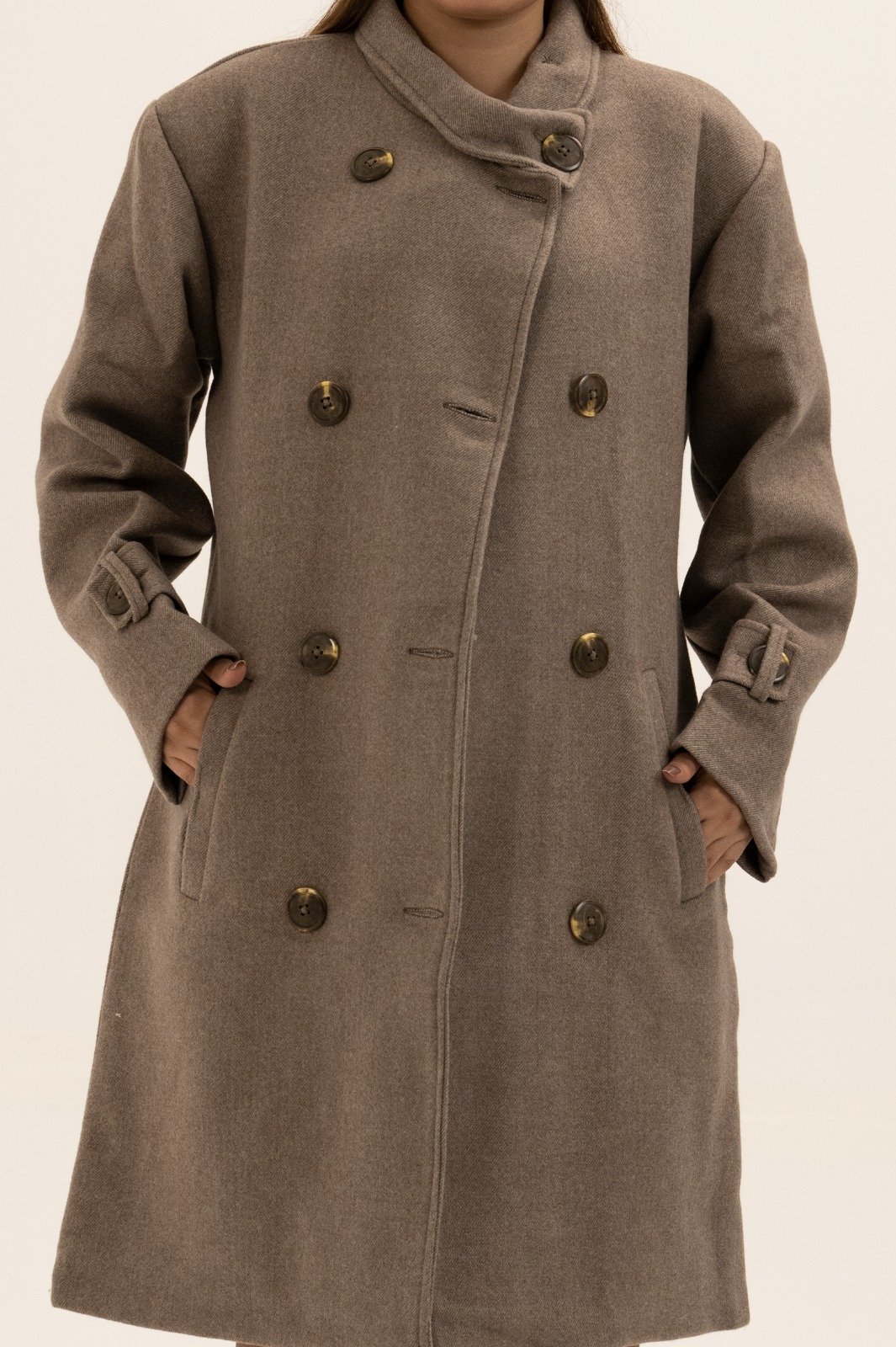 High-Neck Wool-Cashmere Coat - Image 2