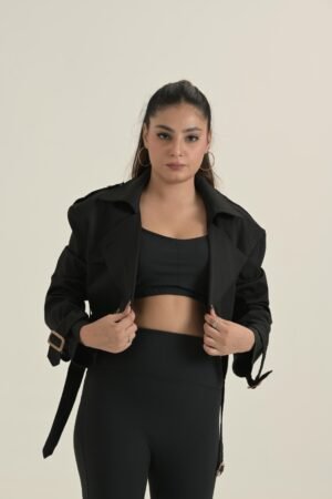 Cropped Cotton-Poplin Trench Jacket