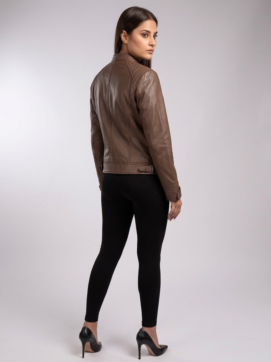 Classic cafe racer jacket mocha browen - Image 2