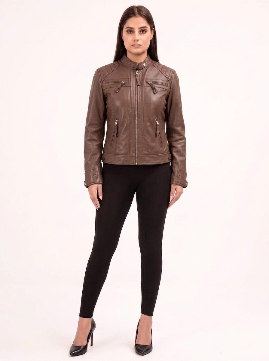 Classic cafe racer jacket mocha browen